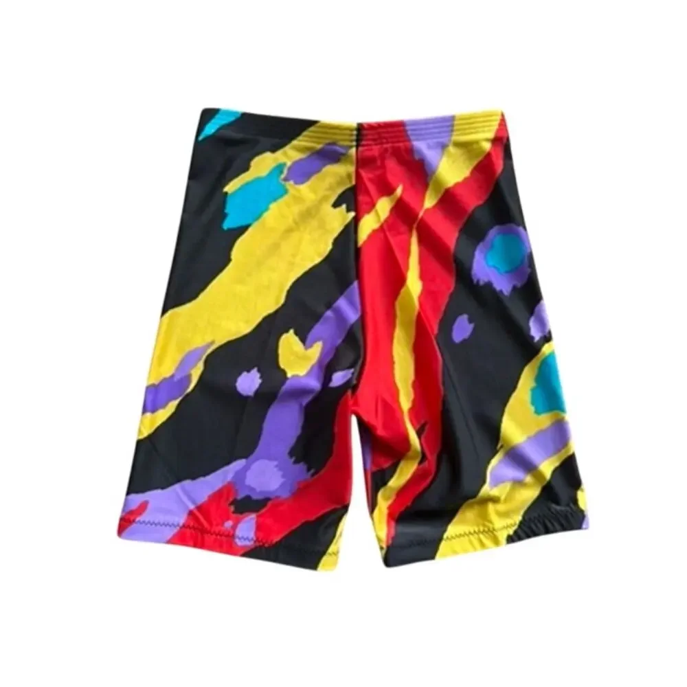 Vintage 80s 90s Wags Neon Abstract Paint Splatter Bike Shorts High Waist M